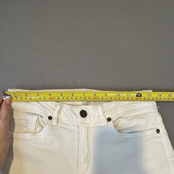 ANN MASHBURN Straight Cropped Jean Cream Stretch Denim Size 25 Inseam 25.5" - Picture 8 of 11